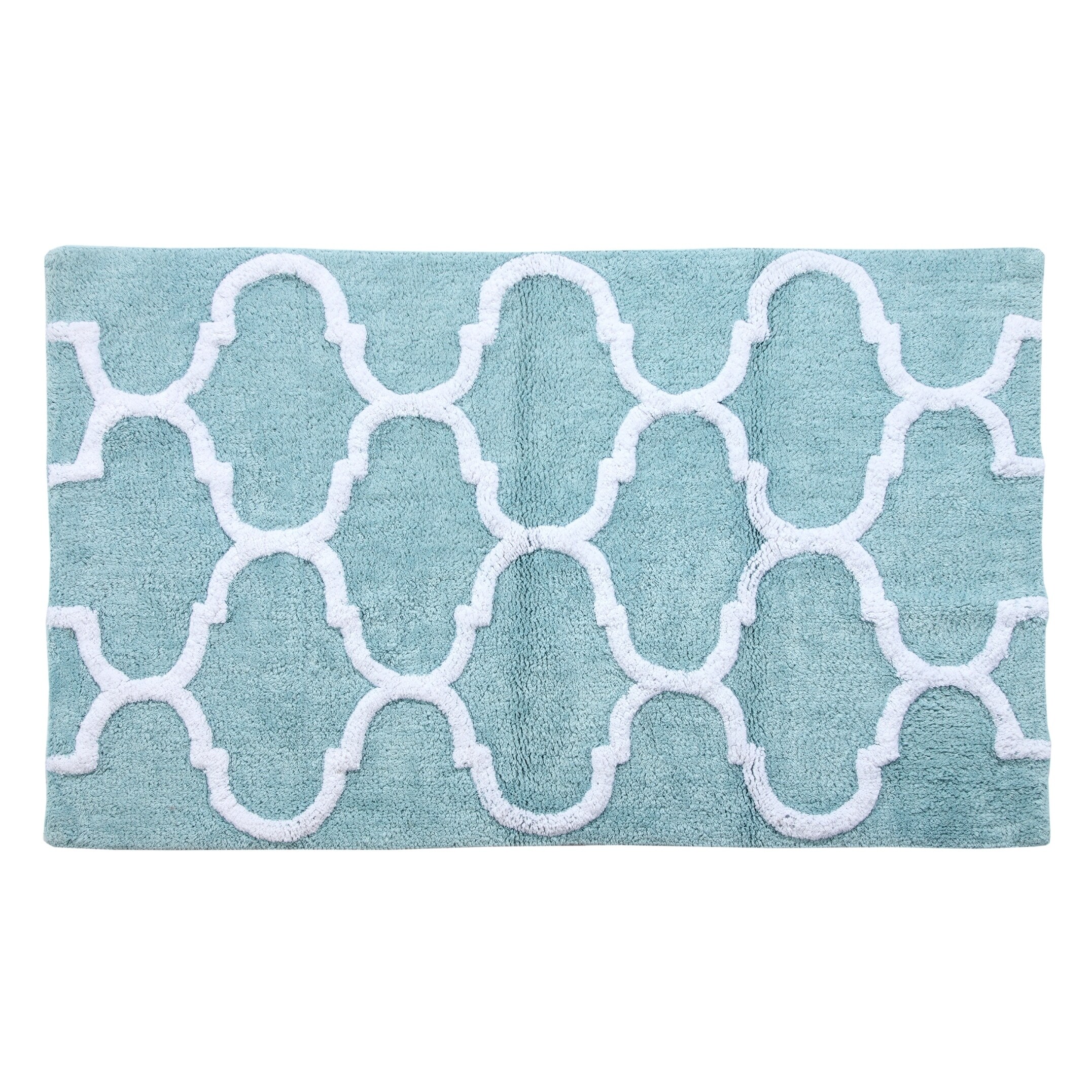 Saffron Fabs Bath Rug, Cotton, Non-Skid, Geometric, Machine