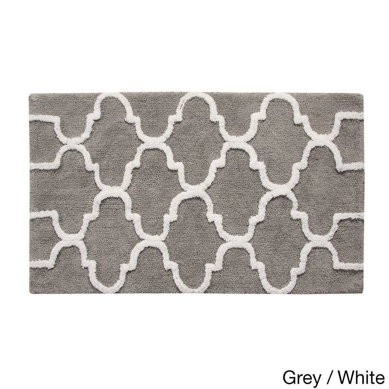 Saffron Fabs Bath Rug, Cotton, Non-Skid, Geometric, Machine Washable