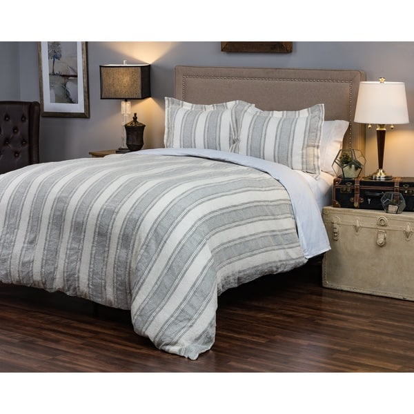 Shop Rizzy Home Charlton Striped Linen Duvet Cover On Sale