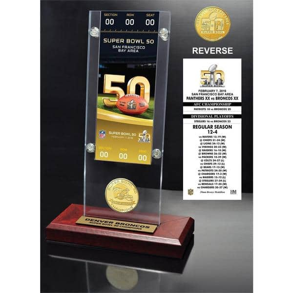 Packers Super Bowl Ticket and Bronze Coin Frame