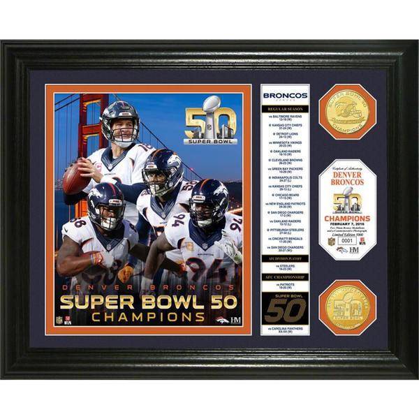 Denver Broncos Super Bowl 50 Champions Banner Bronze Coin Photo Mint