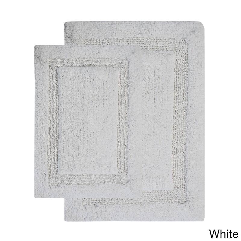 Saffron Fabs Cotton Regency Bath Rug (Set of 2) - 17 x 24/21 x 34 - White - 24 x 17 & 34 x 21