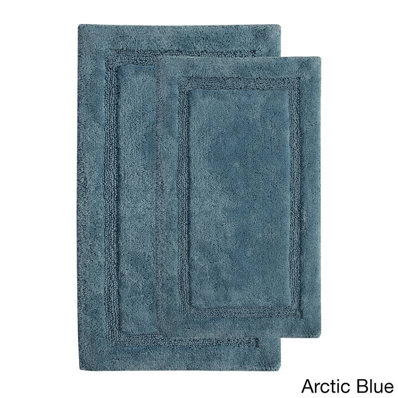 Saffron Fabs Cotton Regency Bath Rug (Set of 2) - 24 x 36/21 x 34 - Blue - 34 x 21 & 36 x 24