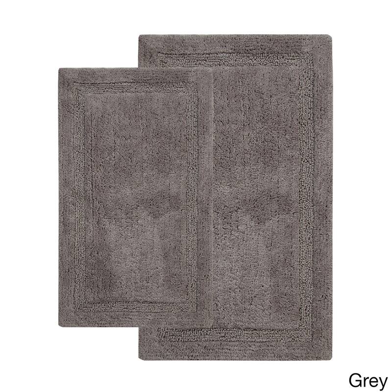 Saffron Fabs Cotton Regency Bath Rug (Set of 2) - 17 x 24/21 x 34 - Grey - 24 x 17 & 34 x 21