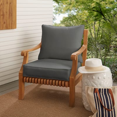 Sorra Home Morgantown Charcoal Grey Indoor/ Outdoor Corded Chair Cushion And Pillow Set