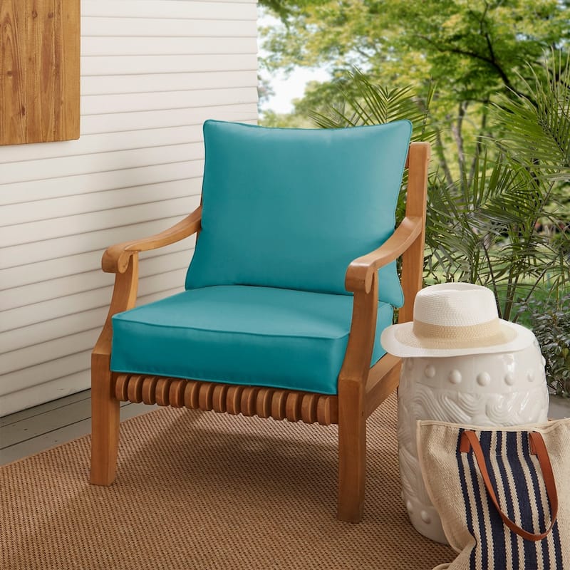 Sorra Home Morgantown Aqua Blue Indoor/ Outdoor Corded Chair Cushion And Pillow Set