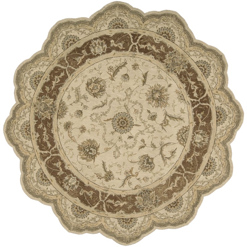 Nourison Heritage Hall Hand-tufted Area Rug - Ivory/Tan - 8' Round - Round