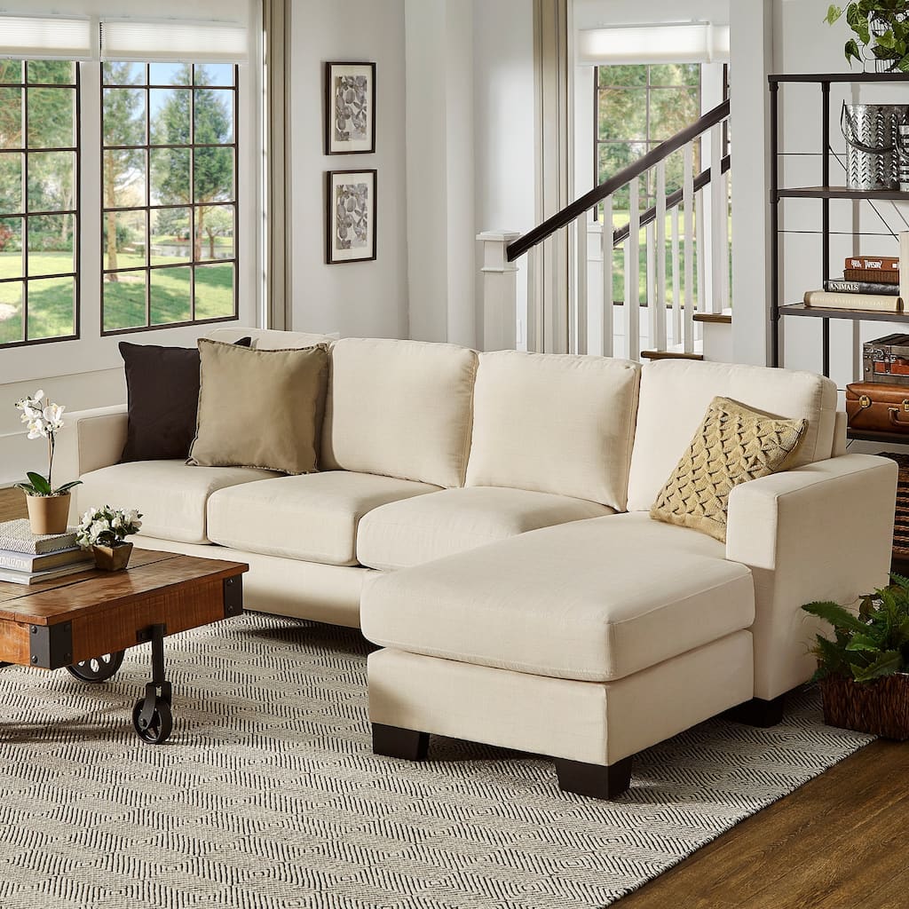 Torrington Ivory Linen Track Arm Sofa with Chaise by iNSPIRE Q Classic