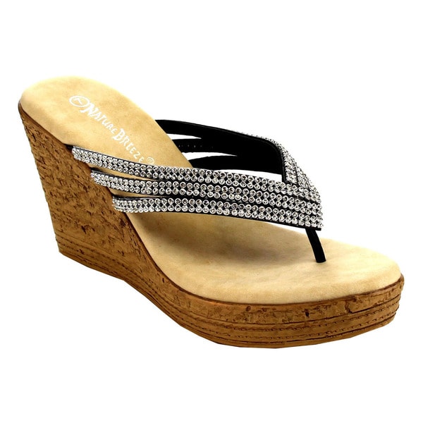 Beston EB00 Women's Platform Rhinestone Comfy Thong Wedge Sandal ...