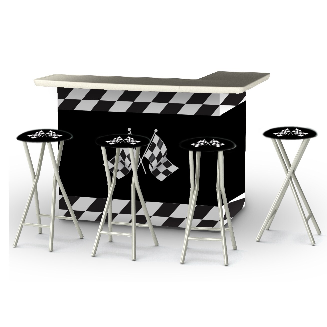 Shop Best Of Times Racing Checkered Flags Portable Patio Bar With Stools Overstock 11354123