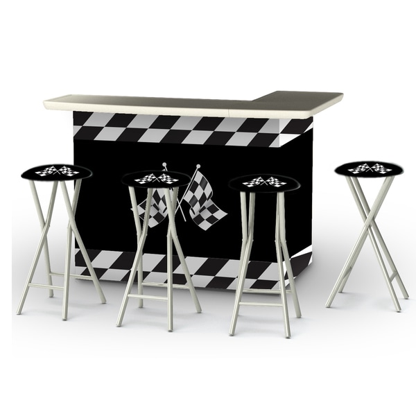 Shop Best of Times Racing Checkered Flags Portable Patio Bar with