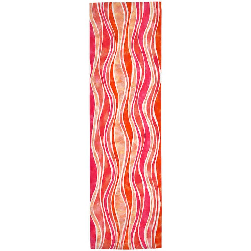 Liora Manne Visions III Wave Indoor/ Outdoor Area Rug - 27" x 8' Runner - Pink