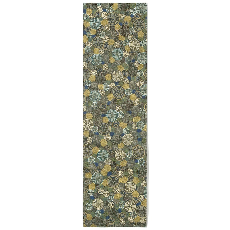 Liora Manne Visions III Giant Swirls Indoor/Outdoor Rug - 27" x 8' Runner - Marina