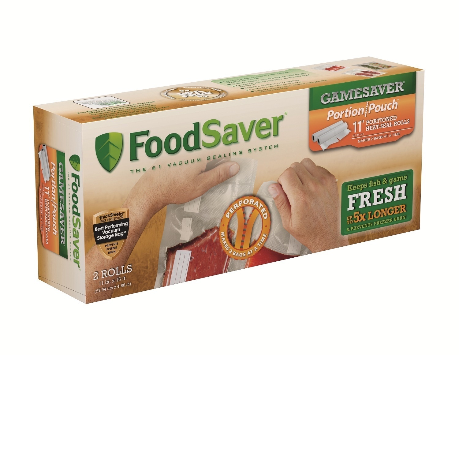 Foodsaver GameSaver 11Inx16Ft Portion Pouch Heat-Seal 2 Pack