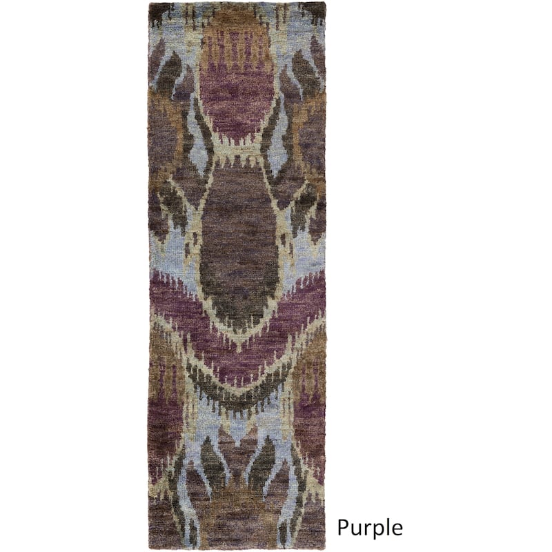 Hand-Knotted Vera Abstract Area Rug - Purple - 2'6" x 8' - Runner/Rectangle