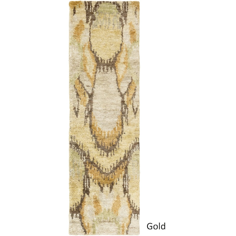 Hand-Knotted Vera Abstract Area Rug - Gold - 2' 6" x 8' - Runner