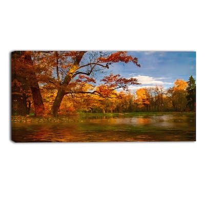 Designart - Quiet and Silent Autumn - Landscape Canvas Art Print - Yellow