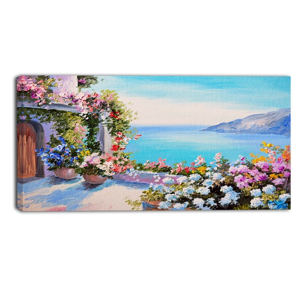 Shop Designart - Sea and Flowers - Landscape Canvas Art Print ...