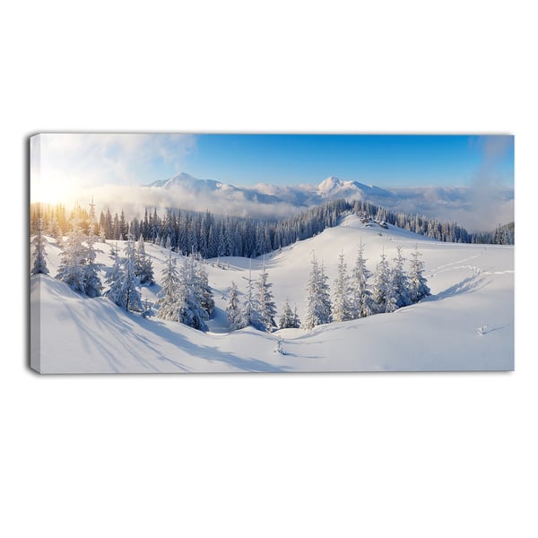 Designart Winter Mountains Panorama Photography Canvas Print White Overstock 11357921
