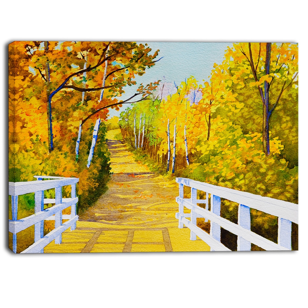 Designart - Parkland Trails Photography Canvas Art Print - Yellow - 40 in. Wide x 30 in. High