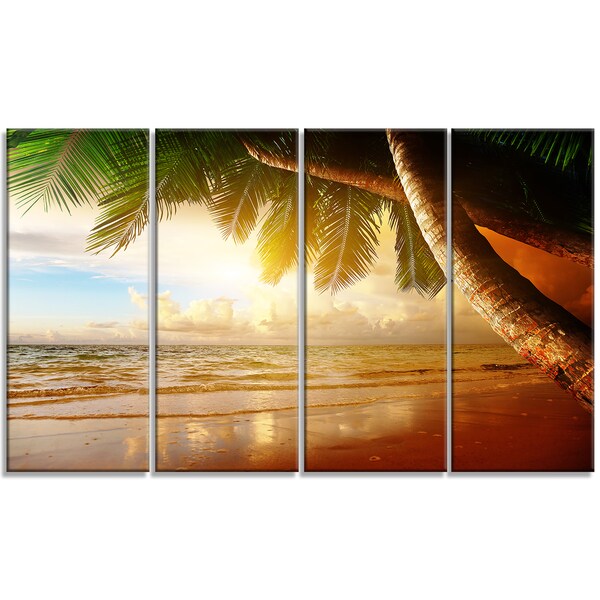 Shop Designart - Caribbean Beach Sunrise - 4 Panels Landscape Photo ...