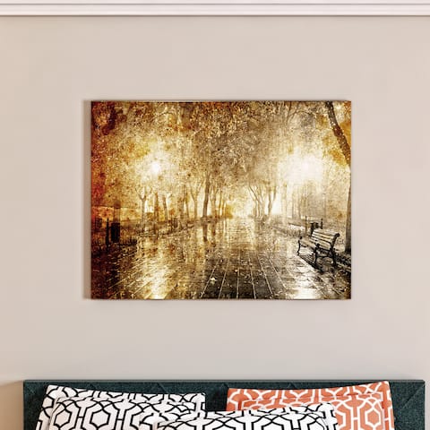 Porch & Den 'Night Alley with Lights' Photography Landscape Canvas Print