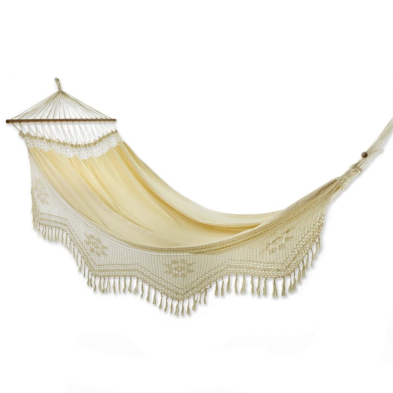 NOVICA Handmade Cotton Tropical Nature Single Hammock (Brazil) - 65