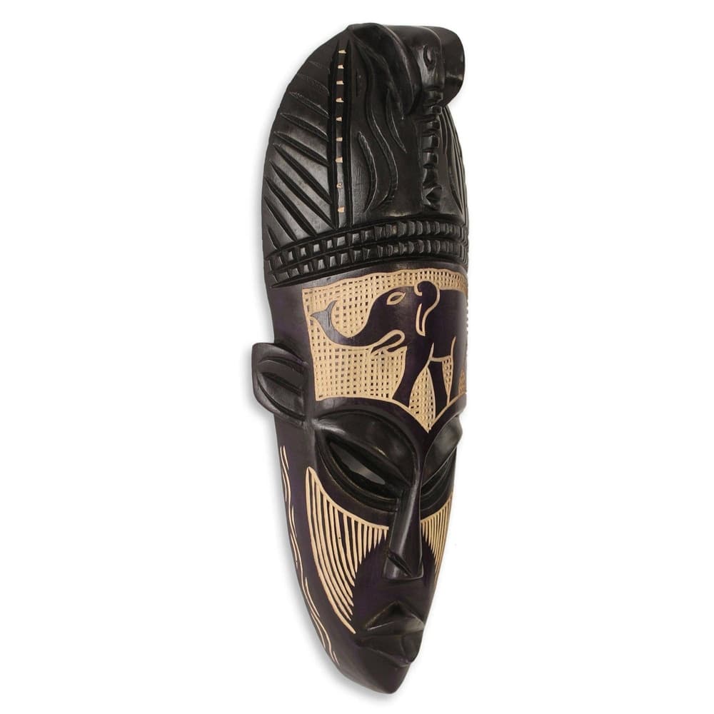 Handmade Sese Wood African Elephant Spirit II Mask (Ghana) - Multi-color