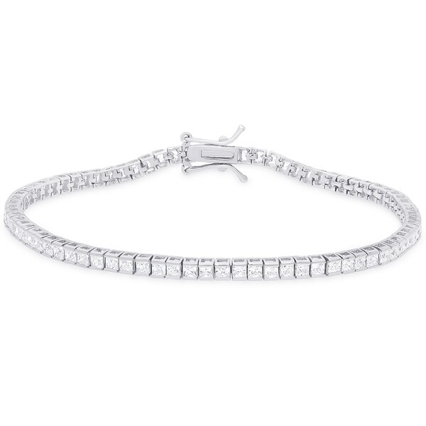 Dolce Giavonna Sterling Silver Cubic Zirconia Tennis Bracelet