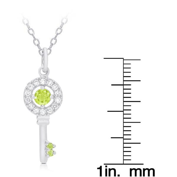 Dolce Giavonna Sterling Silver Birthstone and Cubic Zirconia Key Necklace