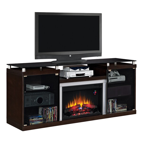 Albright TV Stand with 26inch Infrared Quartz Fireplace Espresso