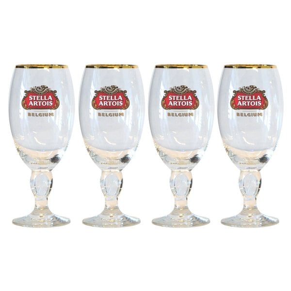 Stella Artois 40 Centiliter Belgium Beer Glasses With Star Chalice Set Of 4 Free Shipping 6811