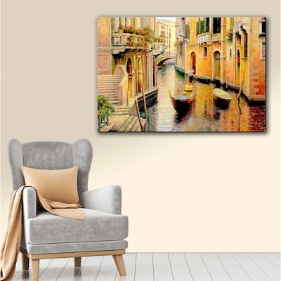 ArtWall 'Haixia Liu's Golden Evening Gondola' Gallery Wrapped Canvas