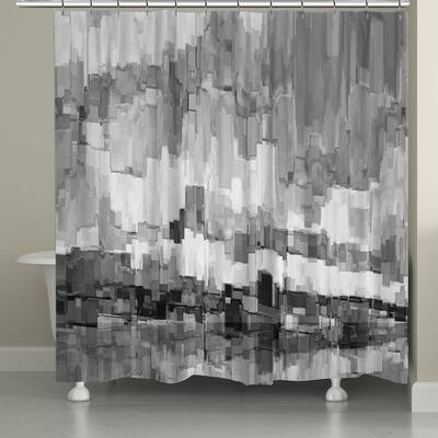 Laural Home Monochromatic Brushstrokes Shower Curtain