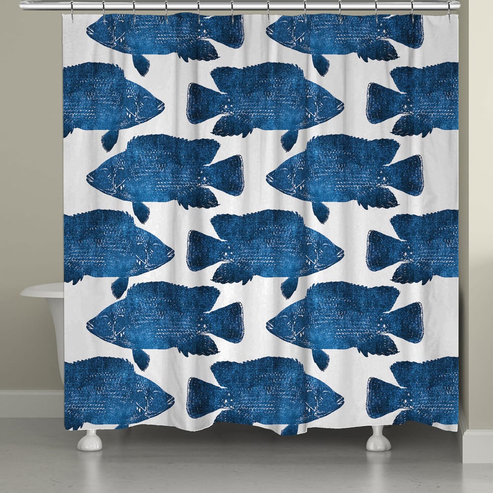 Laural Home School of Indigo Fish 71 x 72-inch Shower Curtain