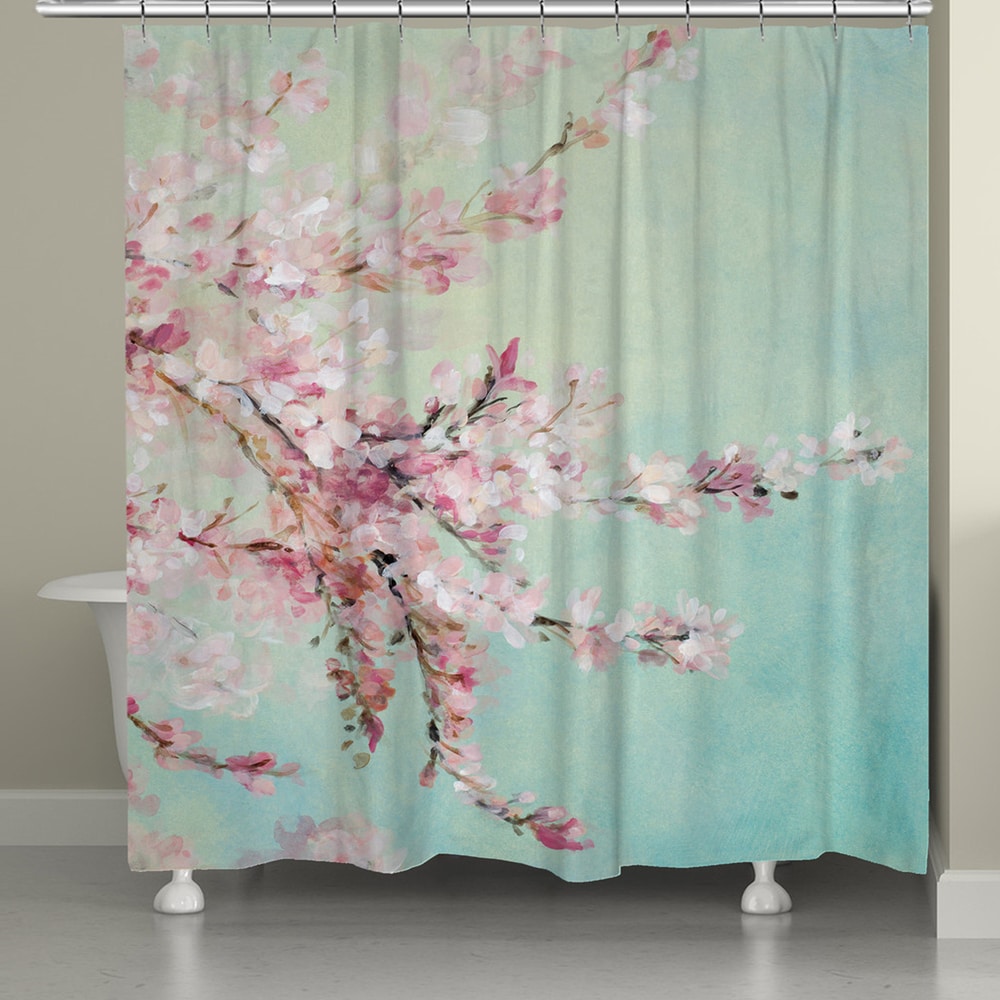 Details about   Haocoo Floral Fabric Shower Curtain Gray And Pink Flowers Shower Curtains With H 