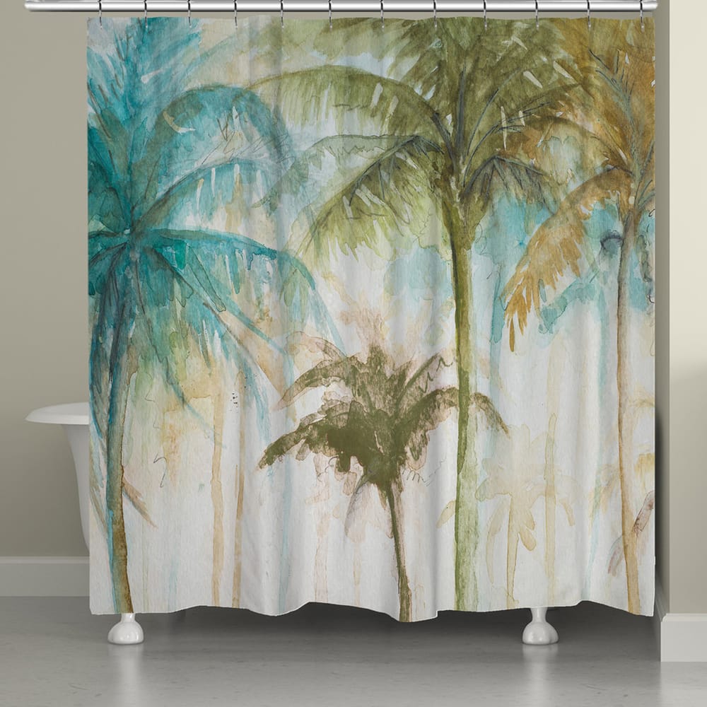 Laural Home Watercolor Palm Trees Shower Curtain
