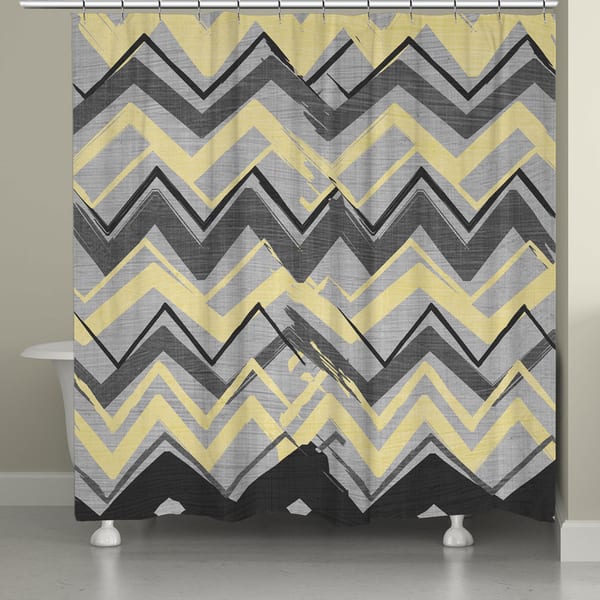 Laural Home Yellow and Grey Chevron Shower Curtain Overstock 11366720