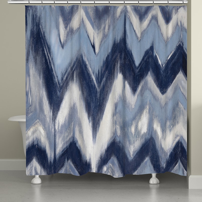 Laural Home Blue Chevron Shower Curtain