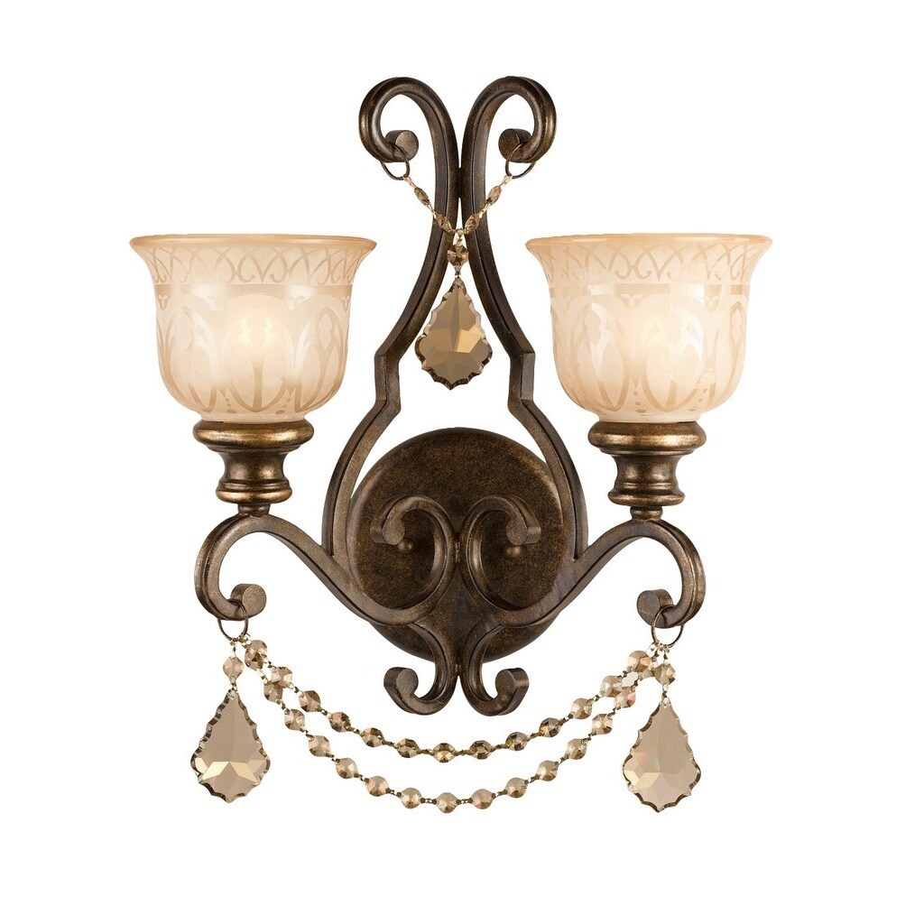 Shop Norwalk 2 Light Bronze Umber Golden Teak Austrian Crystal Strass Wall Sconce On Sale Overstock 11367286