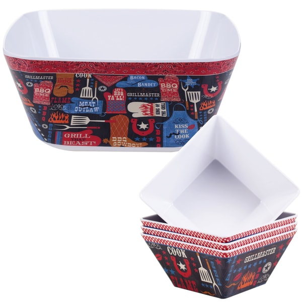 Certified International BBQ Bandit 5-piece Melamine Salad/Serving Set. Opens flyout.