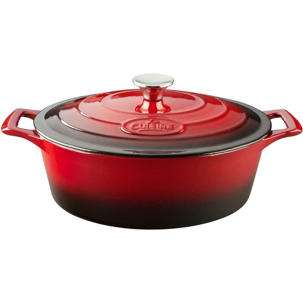 Cuisinart Cast Iron 5.5-Quart Oval Casserole Red