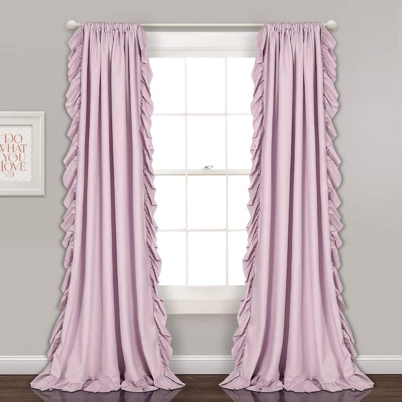 The Gray Barn Gila Ruffled Edge Curtain Panel Pair - 54X84 - Lilac