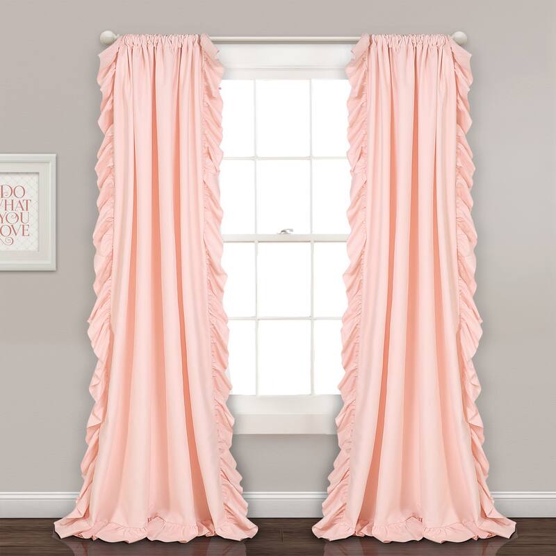 The Gray Barn Gila Ruffled Edge Curtain Panel Pair - 54"W x 84"L - Blush