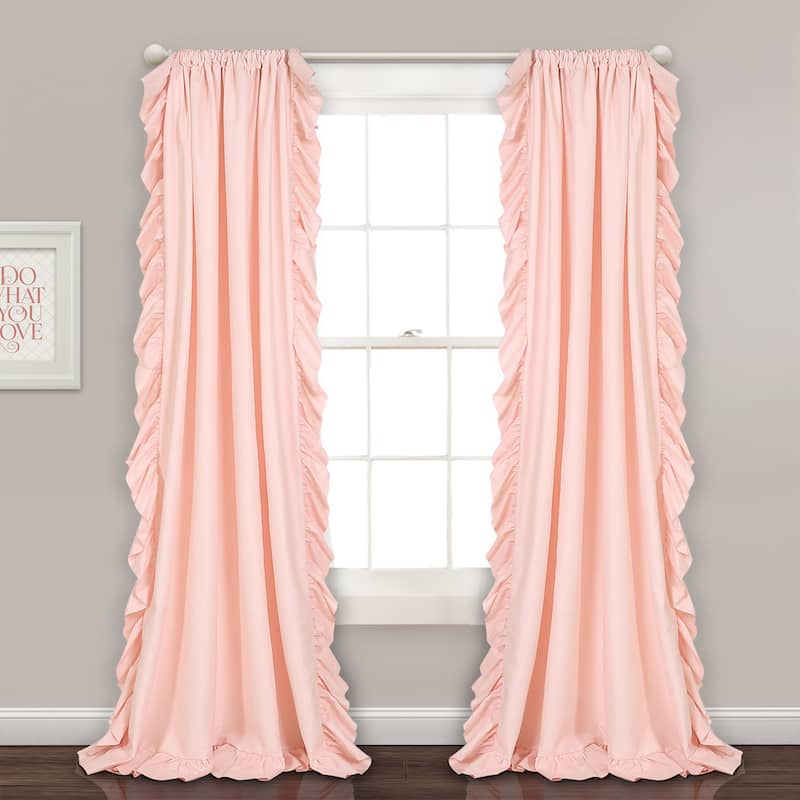 The Gray Barn Gila Ruffled Edge Curtain Panel Pair - 54X84 - Blush