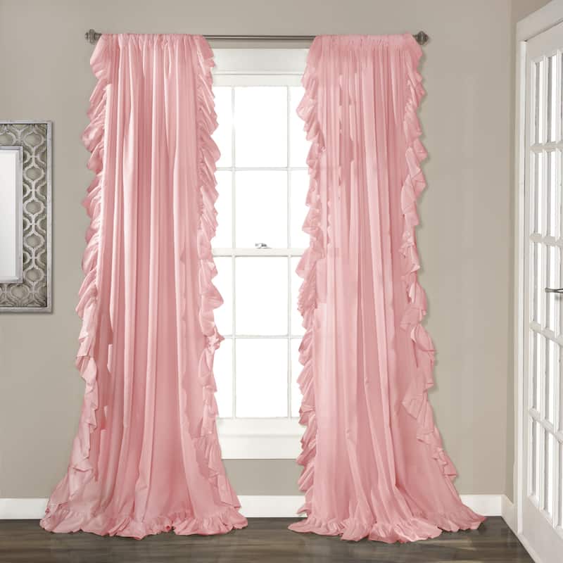 The Gray Barn Gila Ruffled Edge Curtain Panel Pair - 54"W x 84"L - Pink