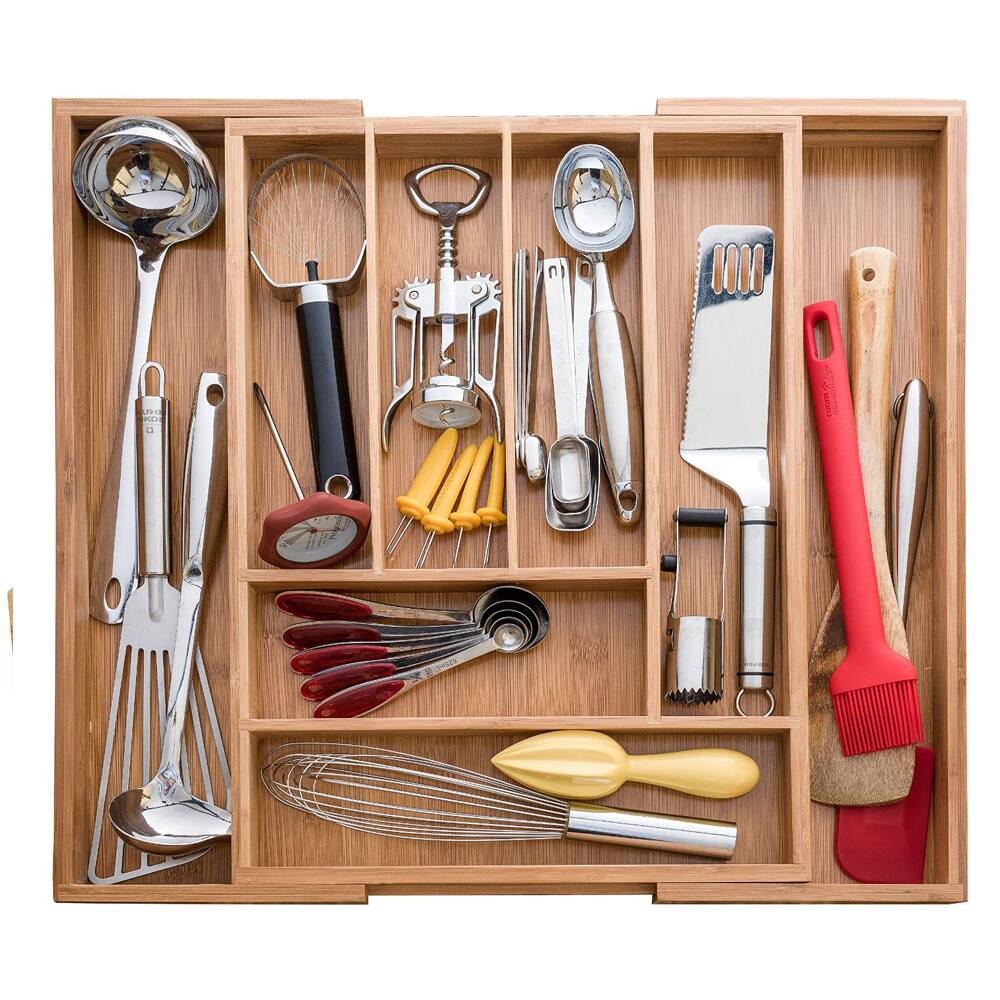 Expandable Bamboo Utensil, Cutlery and Utility Drawer Organizer