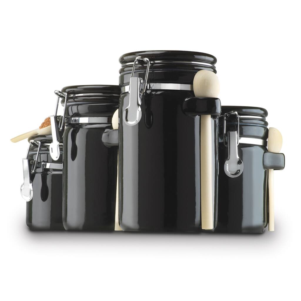 4-Piece Ceramic Canister Set With Spoons