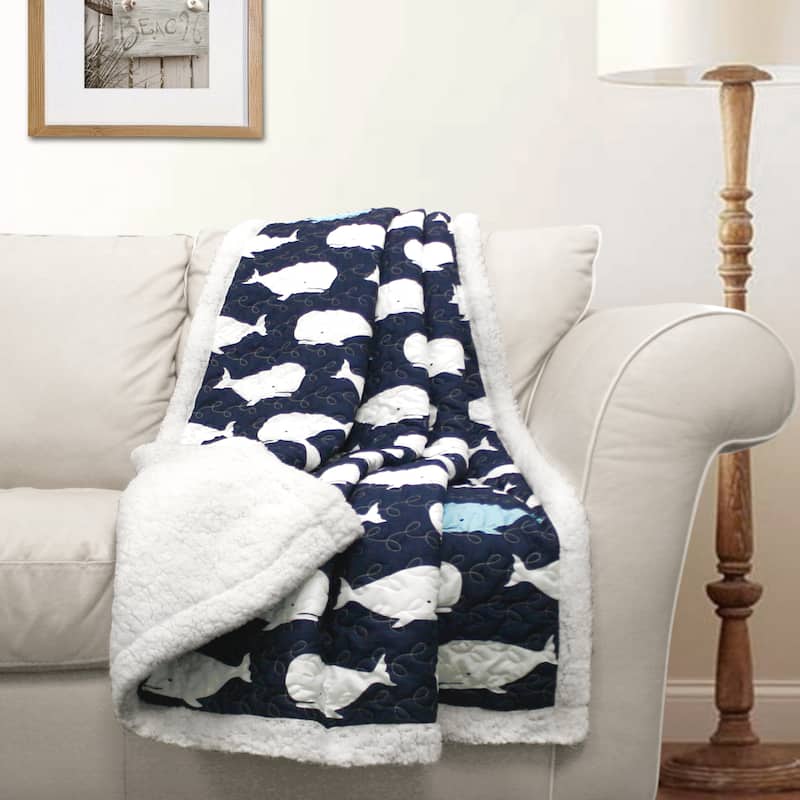 Lush Decor Whale Sherpa Throw - Blue