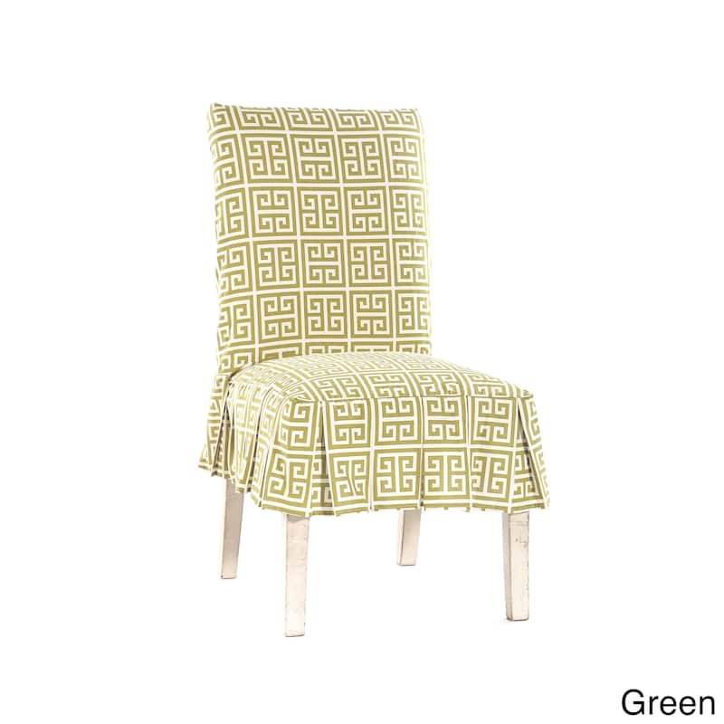 Roman Key Short Pleated Dining Chair Slipcover